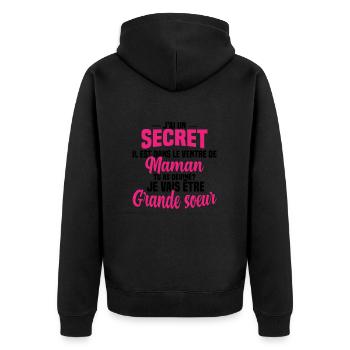 Tu as deviné je vais être grande soeur Humour - Veste à capuche bio Premium Unisexe - noir - Dos - Nico (187cm)