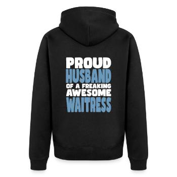Stolze Ehefrau Eines Verdammt Guten Kellnerins - Unisex Premium Bio Zip Hoodie - Schwarz - Hinten - Nico (187cm)