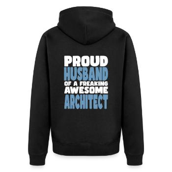 Fière épouse d’un sacré bon architecte - Veste à capuche bio Premium Unisexe - noir - Dos - Nico (187cm)