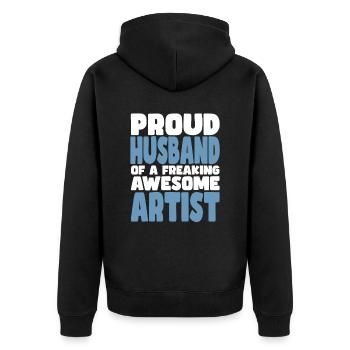 Fière épouse d’un sacré bon artiste - Veste à capuche bio Premium Unisexe - noir - Dos - Nico (187cm)