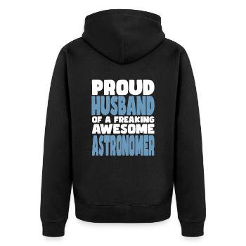 Stolze Ehefrau Eines Verdammt Guten Astronoms - Unisex Premium Bio Zip Hoodie - Schwarz - Hinten - Nico (187cm)