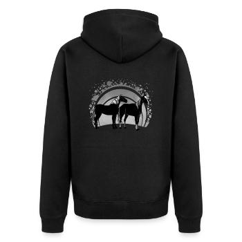 Pferde - Unisex Premium Bio Zip Hoodie - Schwarz - Hinten - Nico (187cm)