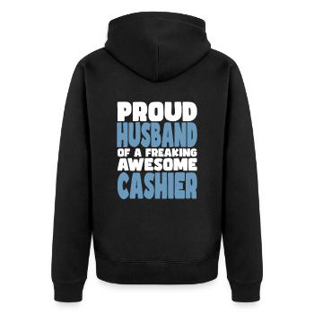 Stolze Ehefrau Eines Verdammt Guten Kassierers - Unisex Premium Bio Zip Hoodie - Schwarz - Hinten - Nico (187cm)