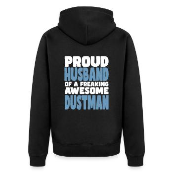 Proud wife of a damn good garbage man - Unisex Premium Organic Zip Hoodie - black - Back - Nico (187cm)