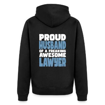 Fière épouse d’un sacré bon avocat - Veste à capuche bio Premium Unisexe - noir - Dos - Nico (187cm)
