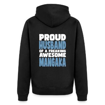 Fière épouse d’un sacré bon mangaka - Veste à capuche bio Premium Unisexe - noir - Dos - Nico (187cm)