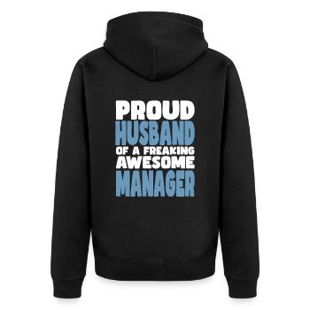 Stolze Ehefrau Eines Verdammt Guten Managers - Unisex Premium Bio Zip Hoodie - Schwarz - Hinten - Nico (187cm)