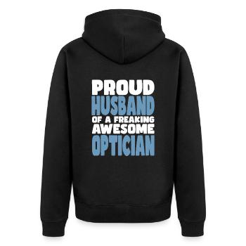 Stolze Ehefrau Eines Verdammt Guten Optikers - Unisex Premium Bio Zip Hoodie - Schwarz - Hinten - Nico (187cm)