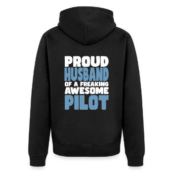Stolze Ehefrau Eines Verdammt Guten Pilots - Unisex Premium Bio Zip Hoodie - Schwarz - Hinten - Nico (187cm)