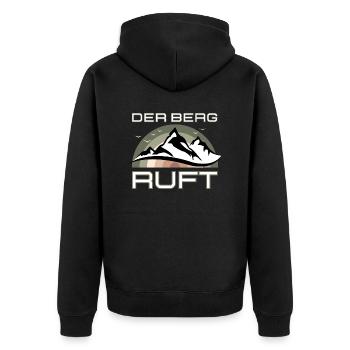 Der Berg ruft bunt Vintage - Unisex Premium Bio Zip Hoodie - Schwarz - Hinten - Nico (187cm)