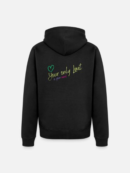 Motivation - without limits / no limits - Unisex Premium Organic Zip Hoodie - black