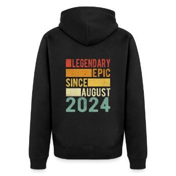Anniversaire août 2024 Épopée légendaire - Veste à capuche bio Premium Unisexe - noir - Dos - Nico (187cm)