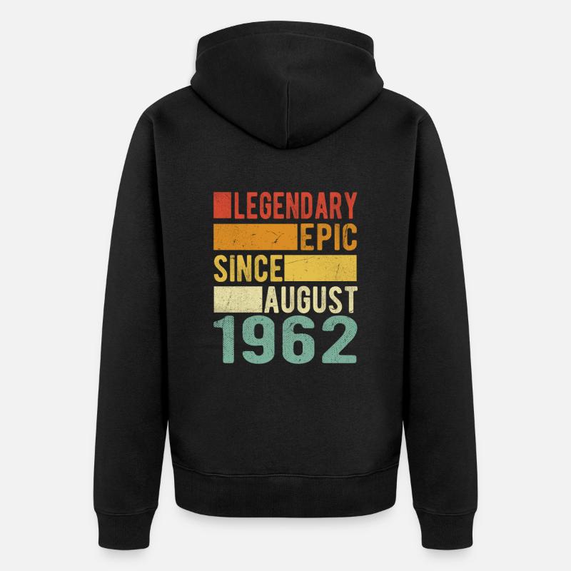Anniversaire: Août 1962 Épopée légendaire - Veste à capuche bio Premium Unisexe - noir