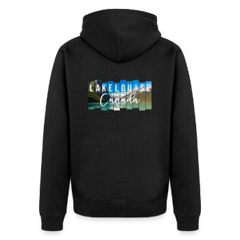 Lake Louise Canada Souvenir - Veste à capuche bio Premium Unisexe - noir - Dos - Nico (187cm)