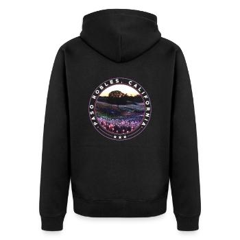 Paso Robles California Souvenir - Unisex Premium Organic Zip Hoodie - black - Back - Nico (187cm)
