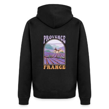 Provence France Souvenir - Unisex Premium Organic Zip Hoodie - black - Back - Nico (187cm)