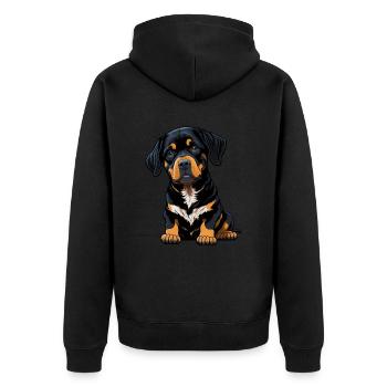 Rottweiler Hund Welpe - Unisex Premium Bio Zip Hoodie - Schwarz - Hinten - Nico (187cm)