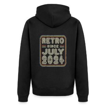 Geburtstag Juli 2024 Retro Geschenk - Unisex Premium Bio Zip Hoodie - Schwarz - Hinten - Nico (187cm)