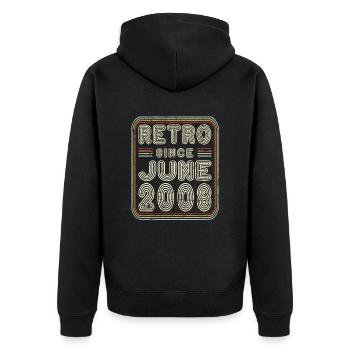 Anniversaire Juin 2008 Cadeau rétro - Veste à capuche bio Premium Unisexe - noir - Dos - Nico (187cm)