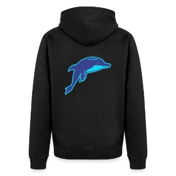 Der Delphin - Unisex Premium Bio Zip Hoodie - Schwarz - Hinten - Nico (187cm)