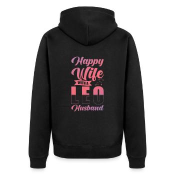 Löwe Glückliche Frau mit Wasserman Ehemann - Unisex Premium Bio Zip Hoodie - Schwarz - Hinten - Nico (187cm)
