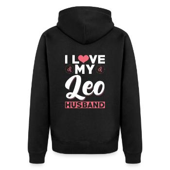 J’aime mon mari Lion - Veste à capuche bio Premium Unisexe - noir - Dos - Nico (187cm)