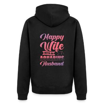 Verseau Femme heureuse avec le mari du Verseau - Veste à capuche bio Premium Unisexe - noir - Dos - Nico (187cm)