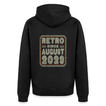 Geburtstag August 2023 Retro Geschenk - Unisex Premium Bio Zip Hoodie - Schwarz - Hinten - Nico (187cm)