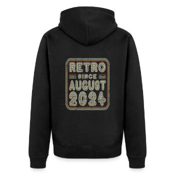 Geburtstag August 2024 Retro Geschenk - Unisex Premium Bio Zip Hoodie - Schwarz - Hinten - Nico (187cm)
