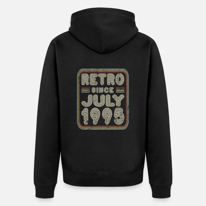 Anniversaire Juillet 1995 Cadeau rétro - Veste à capuche bio Premium Unisexe - noir