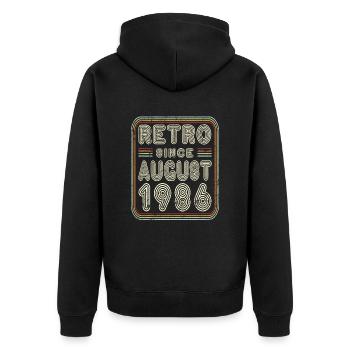 Anniversaire Août 1986 Cadeau rétro - Veste à capuche bio Premium Unisexe - noir - Dos - Nico (187cm)