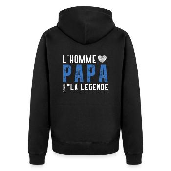 Papa, Homme, Mythe, Légende - Cadeau papa - Veste à capuche bio Premium Unisexe - noir - Dos - Nico (187cm)