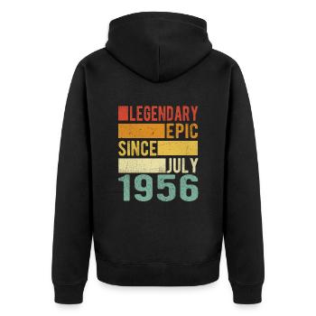Birthday: July 1956 Legendary Epic - Unisex Premium Organic Zip Hoodie - black - Back - Nico (187cm)