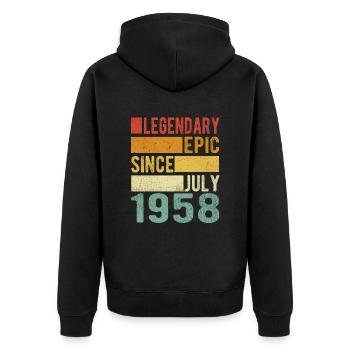 Anniversaire: Juillet 1958 Épopée légendaire - Veste à capuche bio Premium Unisexe - noir - Dos - Nico (187cm)