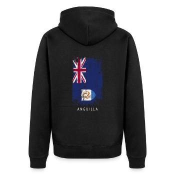 Souvenir Mit Der Landflagge Von Anguilla - Unisex Premium Bio Zip Hoodie - Schwarz - Hinten - Nico (187cm)