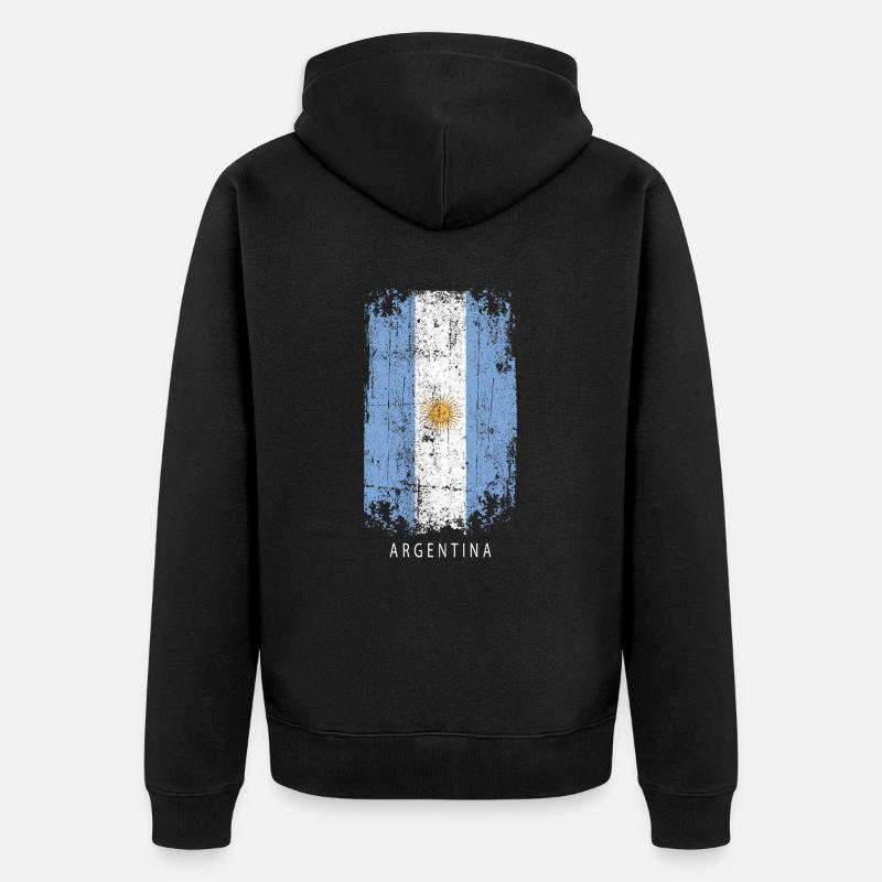 Souvenir avec le drapeau du pays de l’Argentine - Veste à capuche bio Premium Unisexe - noir
