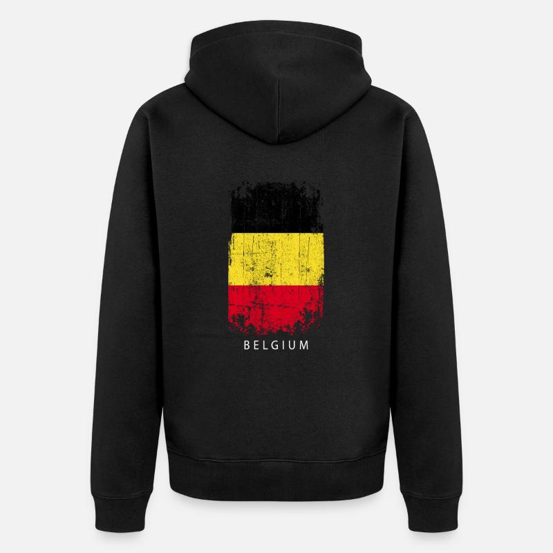 Souvenir avec le drapeau du pays de la Belgique - Veste à capuche bio Premium Unisexe - noir