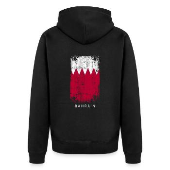 Souvenir with the country flag of Bahrain - Unisex Premium Organic Zip Hoodie - black - Back - Nico (187cm)