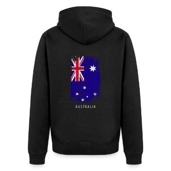 Souvenir with the country flag of Australia - Unisex Premium Organic Zip Hoodie - black - Back - Nico (187cm)