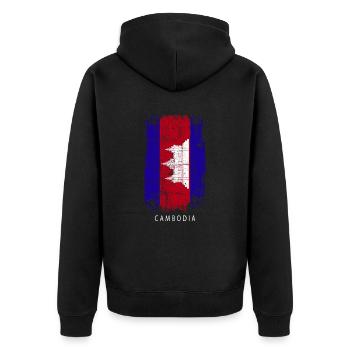 Souvenir avec le drapeau du pays du Cambodge - Veste à capuche bio Premium Unisexe - noir - Dos - Nico (187cm)