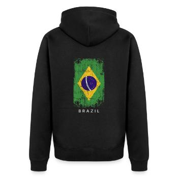 Souvenir avec le drapeau du pays du Brésil - Veste à capuche bio Premium Unisexe - noir - Dos - Nico (187cm)