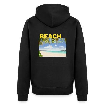 Beach 25 - Unisex Premium Bio Zip Hoodie - Schwarz - Hinten - Nico (187cm)