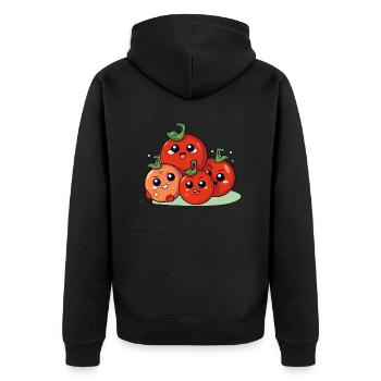 Die Familie der Tomaten - Unisex Premium Bio Zip Hoodie - Schwarz - Hinten - Nico (187cm)