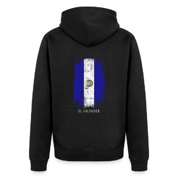 Souvenir avec le drapeau du pays du Salvador - Veste à capuche bio Premium Unisexe - noir - Dos - Nico (187cm)