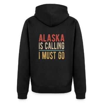 Alaska is calling, I have to go - Unisex Premium Organic Zip Hoodie - black - Back - Nico (187cm)