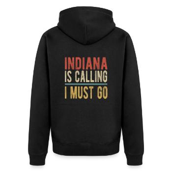 Indiana appelle, je dois y aller - Veste à capuche bio Premium Unisexe - noir - Dos - Nico (187cm)