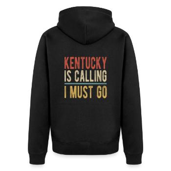 Kentucky Ruft Ich Muss Gehen - Unisex Premium Bio Zip Hoodie - Schwarz - Hinten - Nico (187cm)