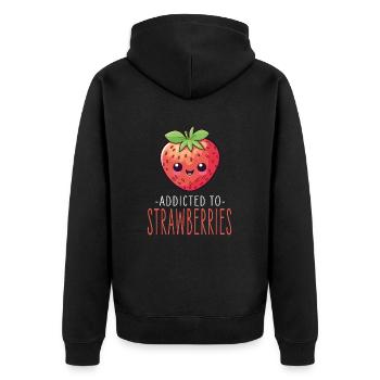 Fraise Kawaii - Veste à capuche bio Premium Unisexe - noir - Dos - Nico (187cm)