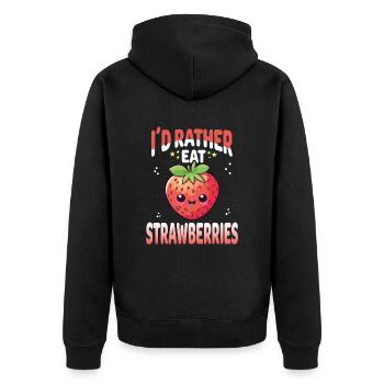Fraises Kawaii - Veste à capuche bio Premium Unisexe - noir - Dos - Nico (187cm)
