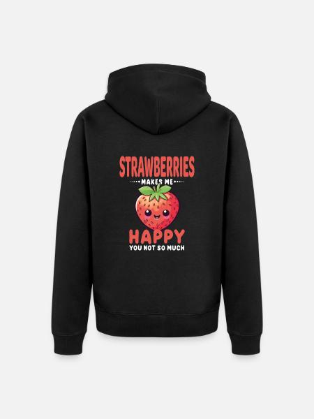 Erdbeere Kawaii - Unisex Premium Bio Zip Hoodie - Schwarz